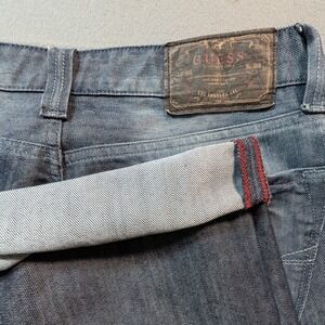 Guess Selvedge Desmond Relaxed Straight Jeans Mens 31 Blue Faded Denim